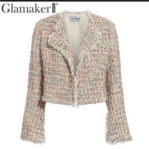 NWT Women's Glamaker Multicolor Tweed Jacket, size Med.